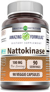 Amazing Formulas Nattokinase Dietary Supplement 100Mg 90 Veggie Capsules Supplement | 2000 Fu Enzyme Activity From Pure Nattokinase | Non-Gmo | Gluten Free | Made In Usa | Ideal For Vegetarians