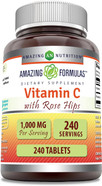 Amazing Formulas Vitamin C With Rose Hips Supplement | 1000 Mg | Tablets | Non-Gmo | Gluten Free | Made In Usa (120 Count)