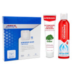 Amerigel Total First Aid Bundle - Large - Hydrogel Wound Dressing (1 Oz.) - Saline Wound Wash First Aid Cleansing Solution (7.1 Oz.) - Bordered Gauze Adhesive Bandages (15 Pads)