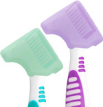 Anbbas 4Pcs Dual Bristle Heads Denture Brush With A Cover Case For Denture Care False Teeth Cleaner Tool