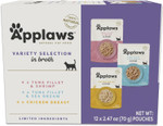 Applaws Natural Wet Cat Food In Broth, Limited Ingredient Wet Cat Food Pouches, No Additives, Made With Natural Ingredients, Tuna Seabream In Broth (12 X 2.47Oz Pouches)