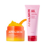 Aprilskin Double Cleansing Duo For Blackhead Care: Carrotene Ipmp Hydromelt Cleansing Balm And Txa Niacinamide 99 Pore Care Pink Bubble Gum Deep Cleanser