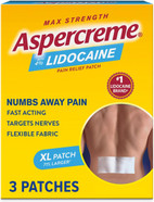 Aspercreme Lidocaine Pain Relief Patch Xl For Back, Neck & Shoulder Pain, Topical Patches With Max-Strength 4% Lidocaine & Flexible Fabric Numbs Away Pain, 3 Ct
