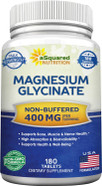 Asquared Nutrition Magnesium Glycinate 400Mg - 180 Tablets - Max Strength Magnesium Bisglycinate Supplement -Maximum Bioavailability & Absorption-Non-Gmo -Not Buffered-Supports Muscles, Bones & Heart