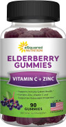 Asquared Nutrition Sambucus Elderberry Gummies With Zinc And Vitamin C - Chewable Gummy Supplement Alternative To Capsules Pills - Black Elderberries W/Vit C For Adults Immune Support - 90 Gummies