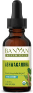 Banyan Botanicals Organic Ashwagandha Liquid Extract  Fast-Acting Herbal Ashwagandha Drops ­­ For Balanced Energy And Calm*  1 Fl Oz  Non Gmo Sustainably Sourced Vegan