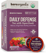 Bareorganics Daily Defense Tea (Organic) Withuperfoods And Probiotics, 10Ctingleerve Cups