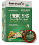 Bareorganics Radiant Tea Withuperfoods & Probiotics | Compatible Tea Pods | Usda Certified Organic, Vegan, Non-Gmo & Recyclable, 10Ctingleerve Cups