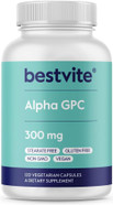 Bestvite Alpha Gpc Choline 600Mg Per Serving (120 Veggie Capsules) - No Stearates - Vegan - Non Gmo - Gluten Free
