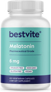 Bestvite Melatonin 6Mg (240 Vegetarian Capsules) (120 X 2) - No Stearates - Vegan - Non Gmo - Gluten Free