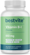 Bestvite Vitamin B-1 100Mg (240 Vegetarian Capsules) - No Stearates - No Dicalcium Phosphate - Vegan - Non Gmo - Gluten Free