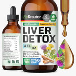 Bio Krauter Liver Detox Liquid - Liver Cleanse Detox Liquid Drops - Milk Thistle, Chanca Piedra, Turmeric, Dandelion, Artichoke - Vegan Drops 4 Fl. Oz