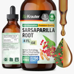 Bio Krauter Sarsaparilla Root Tincture - Herbal Liquid Extract Supplement For Liver Support - Alcohol & Sugar Free Vegan Drops 2 Fl.Oz