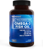 Bioemblem Omega-3 Fish Oil 2000Mg - Small Size Softgels, High Absorption Form, Sustainable - 1400Mg Epa &Dha Plus Vitamin D3, Non-Gmo, Heart, Joint, & Brain Health Fish Oil Supplement, 120 Ct