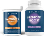 Biohm Probiotic And Prebiotic Duo, Fiber Supplement For Digestive Health With Immunity Probiotic With Vitamins C, D3, Zinc, Essential Gut & Immune Support, 60 Capsules Each
