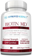 Biotin Md  Extra Strength Pure Biotin 10,000Mcg For Improved Hair, Skin And Nail Health; 60 Vegan Tablets; Made In Usa