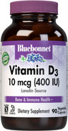 Bluebonnet Nutrition Vitamin D3 400 Iu Vegetable Capsule, Aids In Muscle And Skeletal Growth, Cholecalciferol From Lanolin, D3, Non Gmo, Gluten Free, Soy Free, Milk Free, Kosher, 90 Vegetable Capsule (B0012Dvsjq)