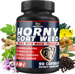 Bmvinvol Horny Goat Weed For Men - Extra Strength Supplement With Maca, Ginseng, Tribulus Terrestris, Ashwagandha - 90 Capsules