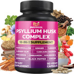 Bmvinvol Psyllium Husk, Slippery Elm, Cascara Sagrada, Fenugreek, Berberine, Cinnamon, Turmeric + 5 Mores - Immune Support & Digestive Health Supplement - 90 Capsules
