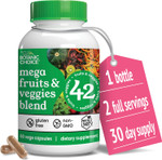 Botanic Choice Mega Fruits And Veggies Blend - 42 Fruit & Vegetable Superfood Capsules - Elderberry, Chlorella, Kale - Supplements - 60 Capsules