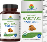 Brieofood Organic Haritaki 1500Mg, 45 Servings, Vegetarian, Gluten Free, 90 Vegetarian Tablets