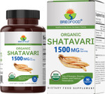 Brieofood Organic Shatavari 1500Mg, 45 Servings, Vegetarian, Gluten Free, 90 Vegetarian Tablets