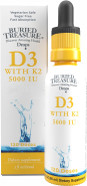 Buried Treasure Vitamin D3 & K2 Drops - 5000 Iu D3 With 100 Mcg K2 For Bone, Heart & Immune Support, Sugar Free, 2 Fl Oz