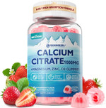 Calcium Citrate 1000Mg, Calcium Gummies With Calcium & Magnesium 2:1 Ratio, Plus Vitamin D3, Zinc, B6 & Potassium  High Absorbable Calcium Chewable, Bone & Muscle Support, Vegan, Sugar-Free, 60Cts