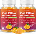Calcium Gummies 1000Mg With Vitamin D3 K2 & B Complex, Potassium, Calcium Magnesium Zinc Gummies For Bone, Muscle, Mood And Immunity - Orange Flavor 60 Gummies