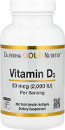 California Gold Nutrition Vitamin D3, 50 Mcg (2,000 Iu), 360 Fish Gelatin Softgels