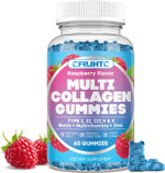 Collagen Gummies For Women Men - Multi Collagen Peptides Gummies With Biotin, Protein, Multivitamins For Hair Skin Nails, Immune Digestion, Joints Bones - Sugar Free Raspberry Flavor 60Ct