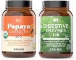 Complete Natural Products Organic Papaya Enzymes 100 Capsules & Digestive Enzymes 100 Capsules Bundle