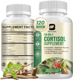 Cortisol Supplements For Women Men, 10-In-1 Cortisol Detox With Ashwagandha, Magnesium, L-Theanine, Balanced Cortisol Levels, Night & Calm Support, 120 Vegan Capsules