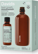 Davids Fresh Breath Mouthwash Kit, Non-Burning, Alcohol-Free, Fluoride-Free, Sulfate-Free, Gum And Mouth Detox, Antiplaque, Relieves Dry Mouth (4Oz Concentrate + 16Oz Empty Reusable Glass Bottle)