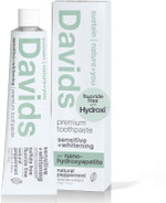 Davids Hydroxi Fluoride Free Nano Hydroxyapatite Toothpaste For Remineralizing Enamel & Sensitive Relief, Whitening, Antiplaque, Sls Free, Natural Peppermint, 4 Oz, Made In Usa