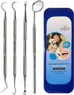 Dental Hygiene Tool Set - Stainless Steel Dental Tooth Pick, Mouth Mirror,Tarter Scraper And Plaque Remover - Dental Tool Kit Is Ideal For Cleaning Use & Pet Friendly-Free Protective Case