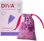 Diva Cup - Medical Grade Silicone Cup For Period Care - Reusable Menstrual Cup - Up To 12 Hours Of Continuous Wear - Model 0 (For Slim Vaginal Canals & First-Time Users)
