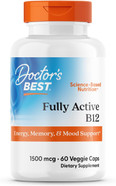 Doctor'S Best Fully Active B12 1500 Mcg, Non-Gmo, Vegan, Gluten Free, Supports Healthy Memory, Mood And Circulation, 60 Count