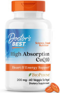 Doctor'S Best High Absorption Coq10, Heart & Energy Support, Usp Verified, Naturally Fermented Coq10, Non-Gmo Gluten Free, Soy Free, 60 Veggie Softgels