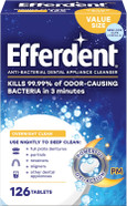 Efferdent Retainer Cleaning Tablets, Denture Cleaning Tablets For Dental Appliances, Overnight Whitening, 126 Count