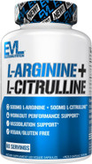 Evlution Nutrition L-Arginine + L-Citrulline - Endurance + Workout Performance Supplement - 1000Mg Complex - Vasodilation + Nitric Oxide Support - Vegan + Gluten Free Capsules - 60 Servings
