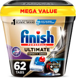 Finish Ultimate Infinity Shine Dishwasher Pods, No Pre-Rinse Dishwasher Detergent Soap Removes Burnt-On Stain, With Protector Shield & Cyclesync Technology, Degreasing & Scrubbing Power, 62 Count
