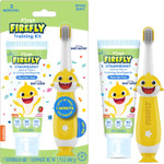Firefly First Training Kit, Light Up Toothbrush And Natural Strawberry Flavor Training Toothpaste, Baby Shark
