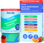 First Day Vitamins For Teens - Teen Multi Vitamins For Girls & Boys 12-17, Organic Fruit & Veggie Blend - 12 Key Nutrients: Vitamins A, B1, B2, B6, B9, B12, C, D3, E, K2-30 Day Supply