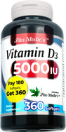 Fito Medic'S Lab - Vitamin D - 5000 Iu Of - Vitamin D3-360 Softgels - Vitamin D3 5000 Iu - For Bone, Teeth, Muscle And Immune Health Support, Ultra High Absorption, Vitamina D3