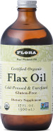 Flora - Flax Oil - Cold-Pressed, Unrefined, Organic Flax Seed Oil - Contains Omega-3 & Omega-6 - Non-Gmo & Gluten-Free - Keep Chilled - 17 Fl. Oz. Amber Glass Bottle