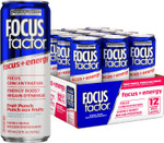 Focus Factor Energy Drink - 12 X 355Ml Cans (Fruit Punch Flavour) - With Focus + Energy - Lightly Carbonated, Sugar Free, Low Calorie With Vitamin B6 & Vitamin B12