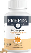 Freeda Vitamin B Complex - Super Quints B-50 - Kosher Super B Complex Vitamin Supplement For Women & Men With Vitamin B1 Vitamin B2 Vitamin B3 Vitamin B6 Vitamin B12 Plus Folic Acid (100 Capsules)