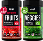 Fruits And Veggies Supplement - High Fiber Supplement For Immunity, Gut & Energy - Super Reds & Super Greens Supplements With Marshmallow Root - 240 Reds And Super Greens Powder Superfood Capsules