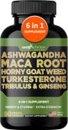 Gade Nutrition Ashwagandha With Maca Root, Horny Goat Weed, Turkesterone Supplement, Tribulus Terrestris, Panax Ginseng | 90 Vegetable Capsules For Energy, Stamina, Performance. | Made In Usa